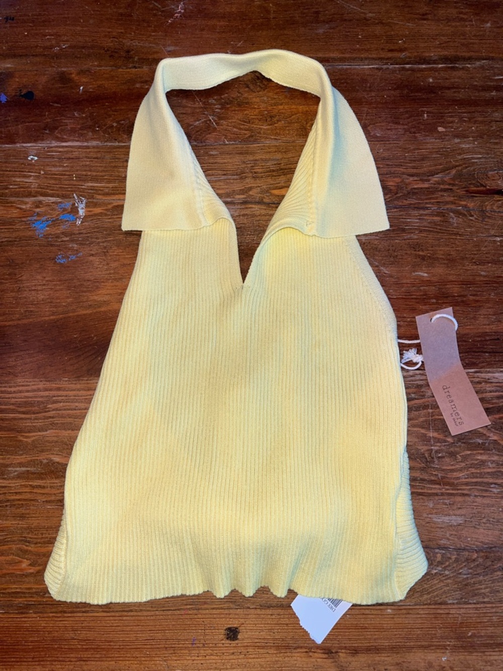 Cotton On Pale Yellow Ribbed Halter Top
